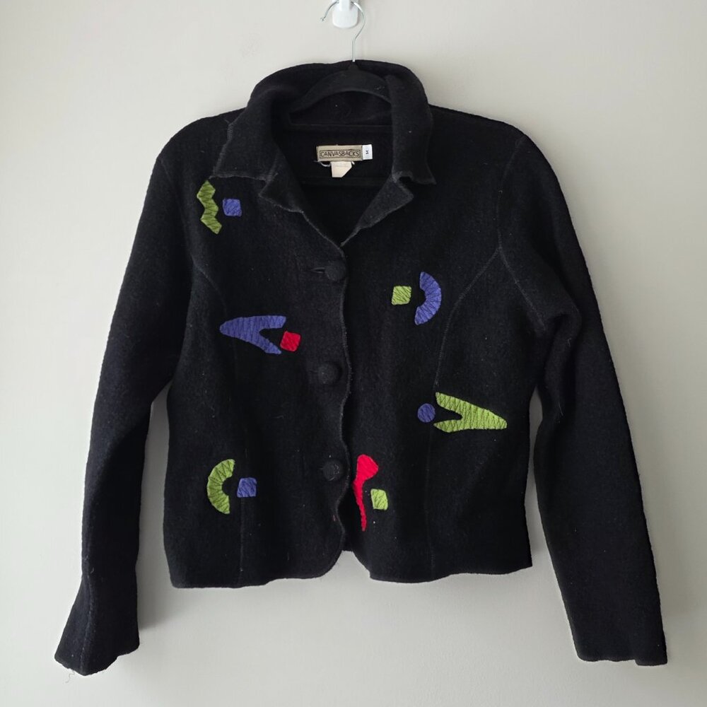 CANVASBACKS Vintage Pop Style Wool Blazer Jacket  | M | Geometric Abstract